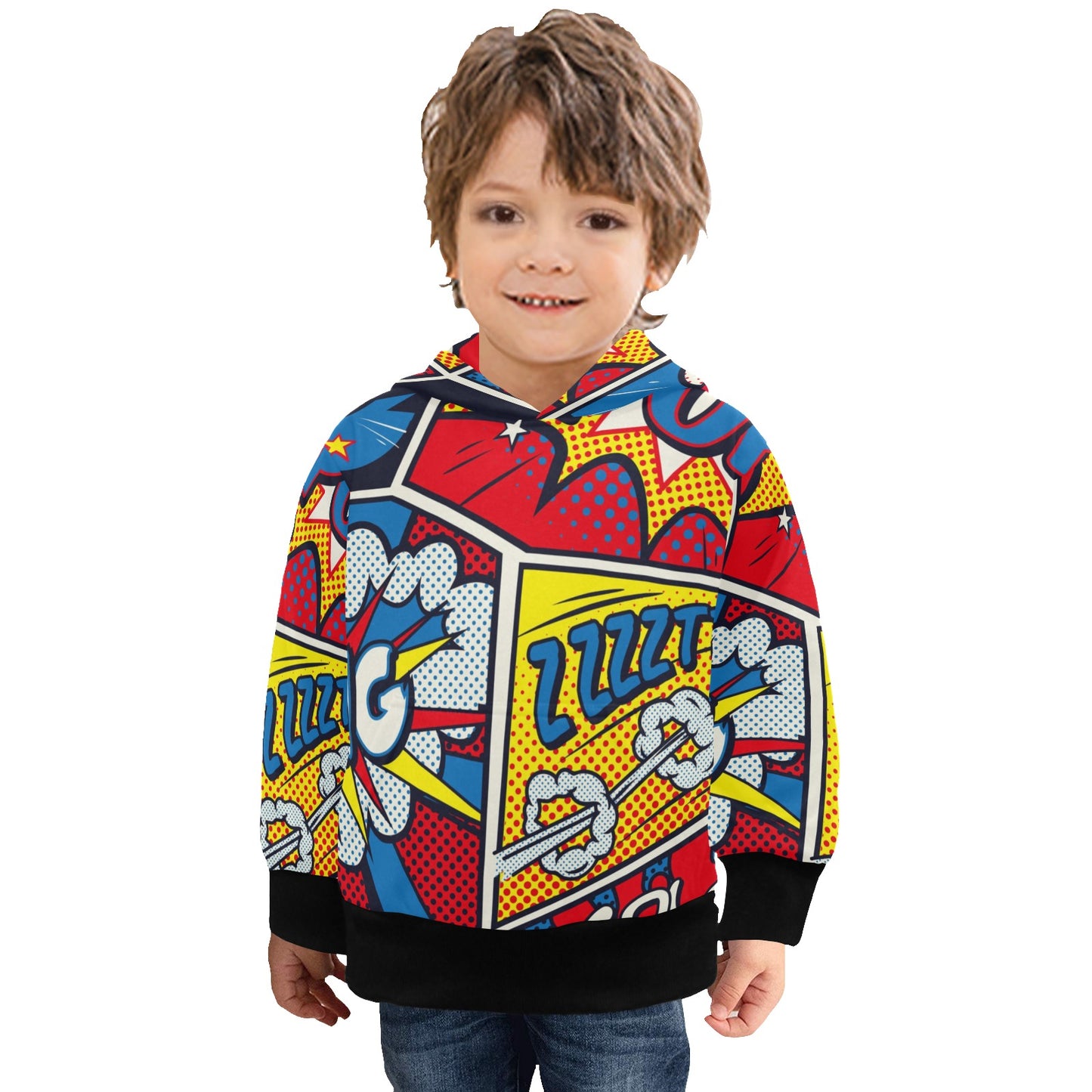Abstract Retro Pop Art. Little Boys' Long Sleeve Hoodie (Model H57)