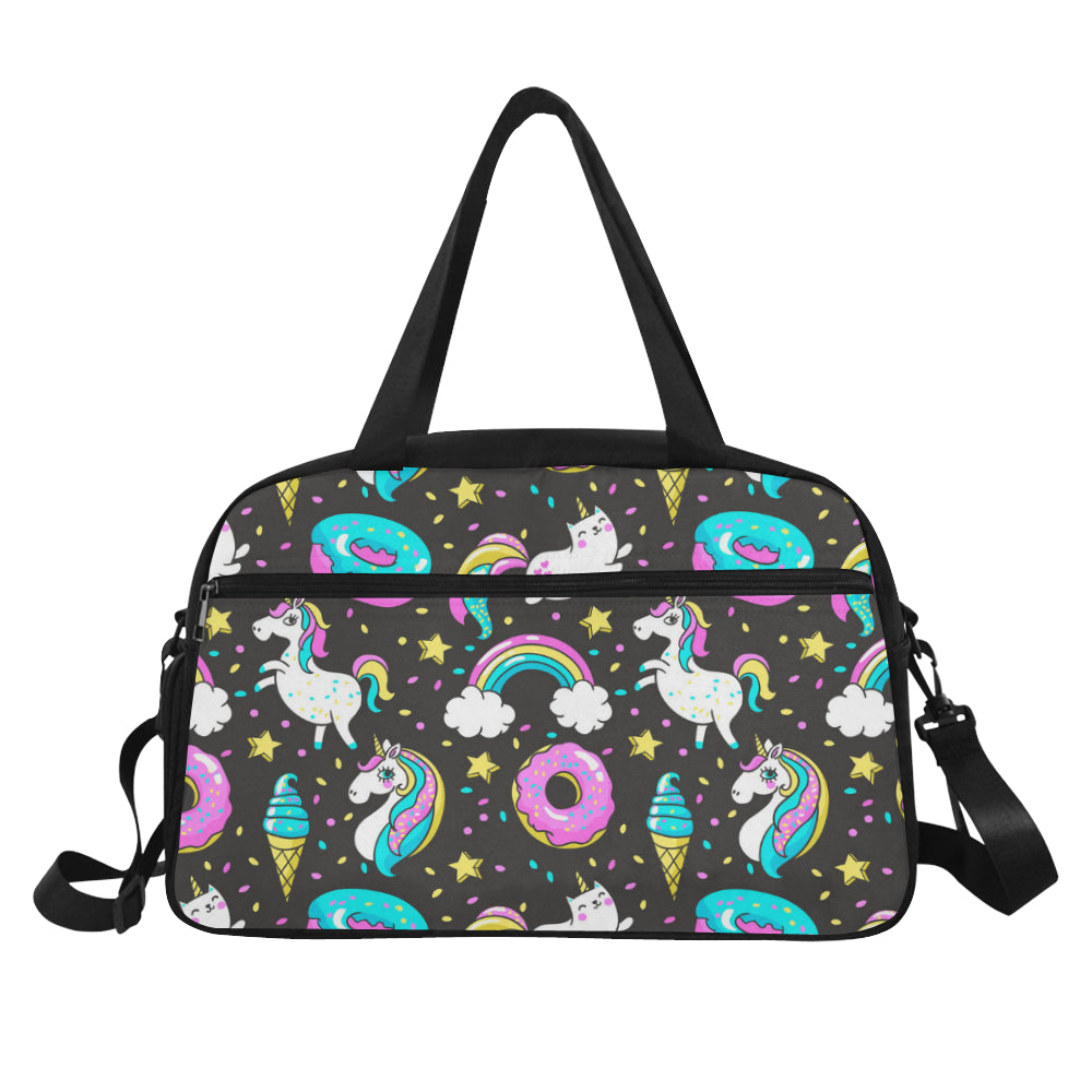 Seamless Pattern with Unicorns Donuts Rainbow Fitness Handbag (Model 1671)