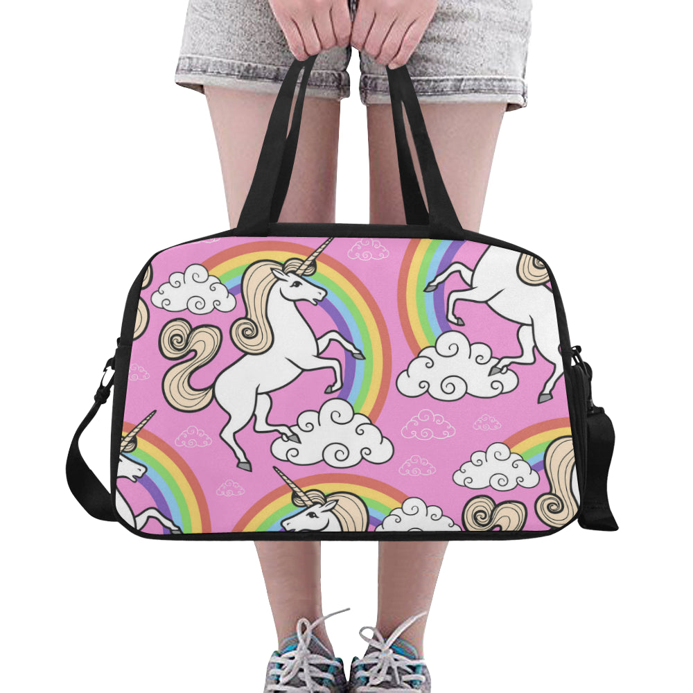 Unicorn with rainbow and clouds Fitness Handbag (Model 1671)