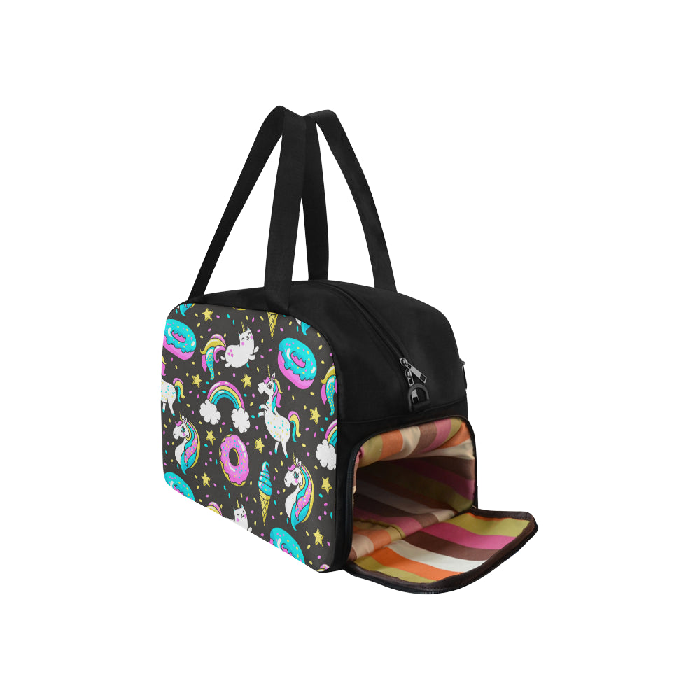 Seamless Pattern with Unicorns Donuts Rainbow Fitness Handbag (Model 1671)