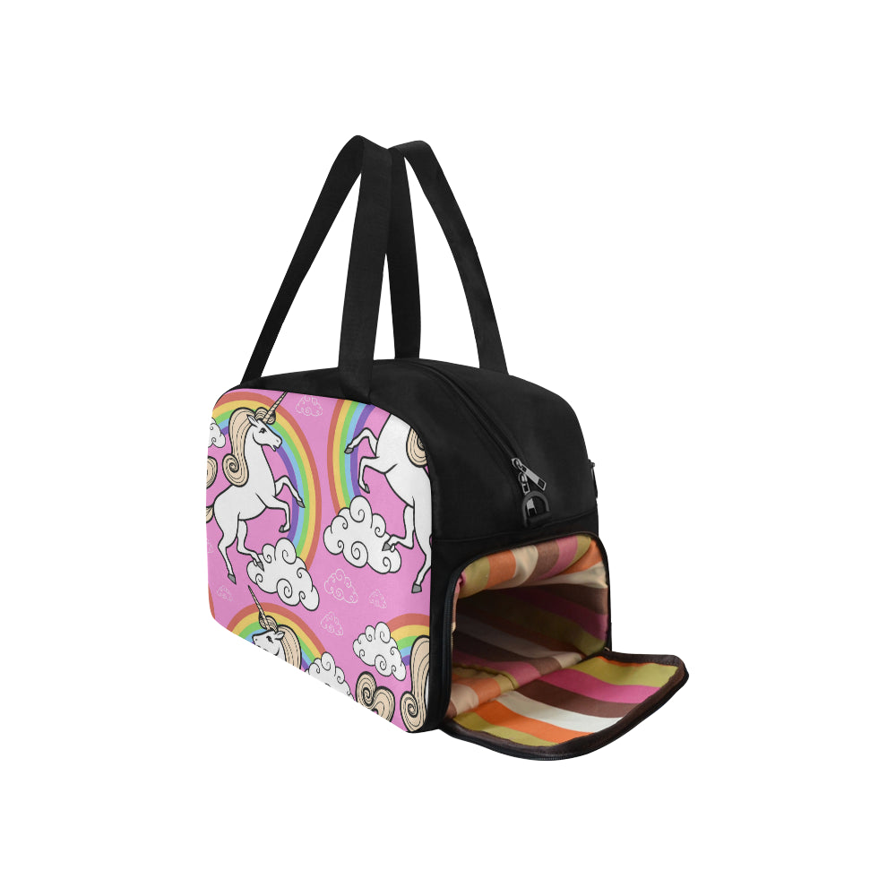 Unicorn with rainbow and clouds Fitness Handbag (Model 1671)