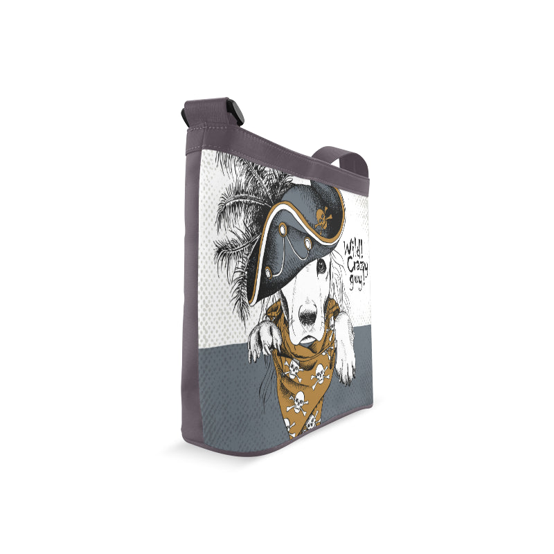 le a dog wearing gray pirate hat Crossbody Bags (Model 1613)