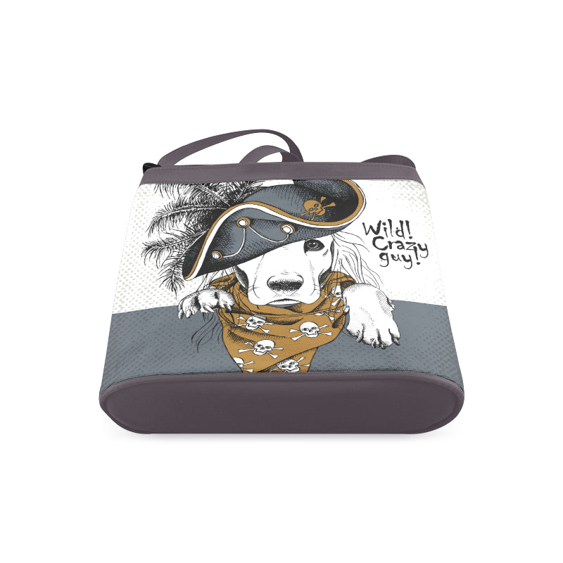 le a dog wearing gray pirate hat Crossbody Bags (Model 1613)