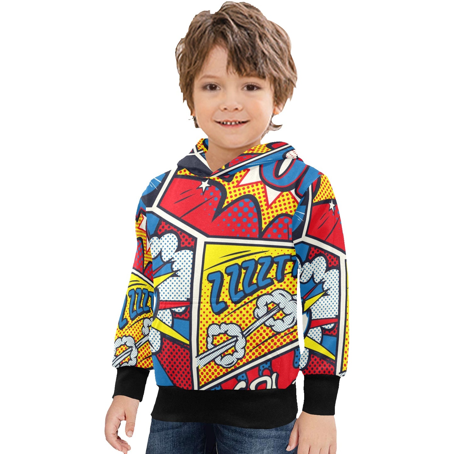 Abstract Retro Pop Art. Little Boys' Long Sleeve Hoodie (Model H57)