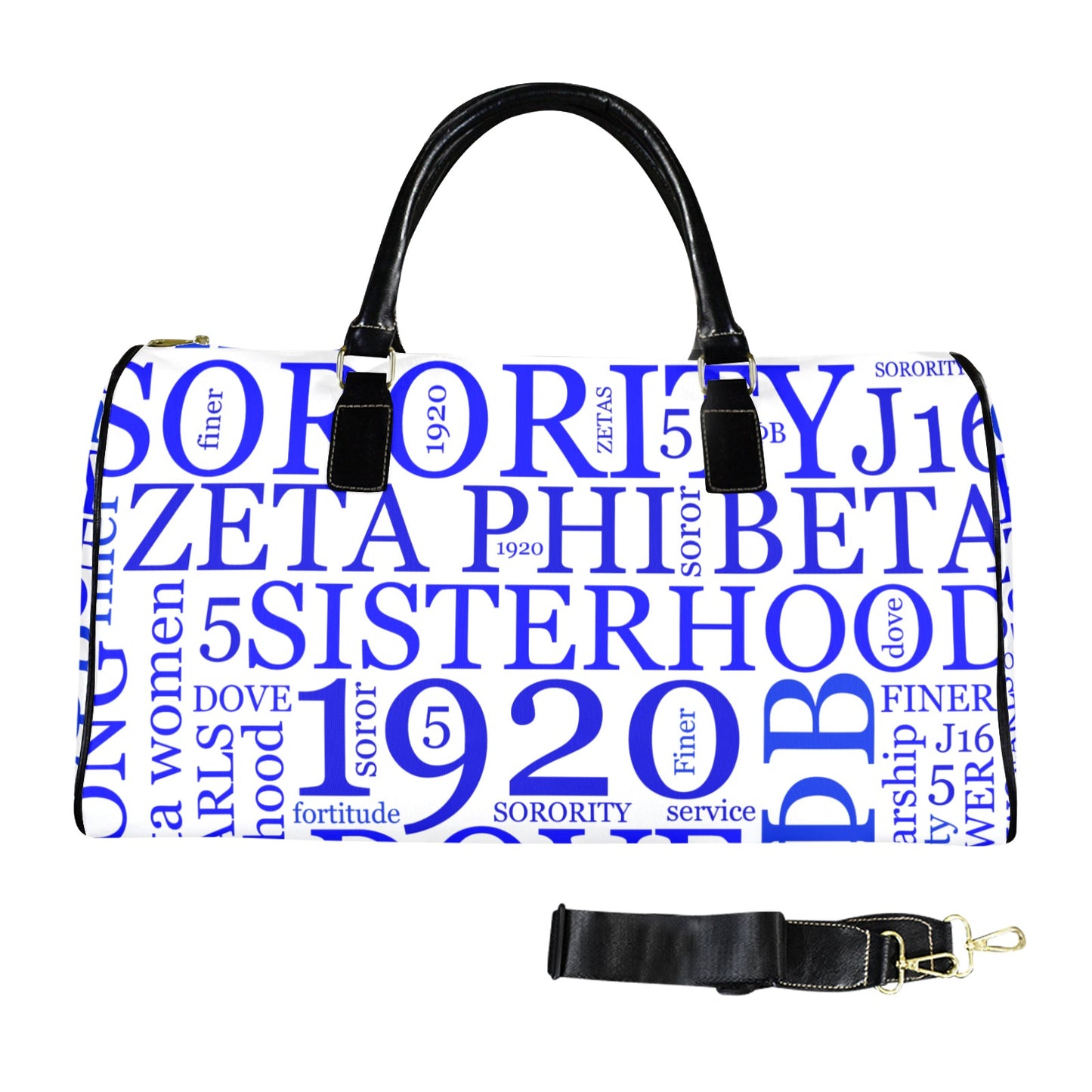 Zeta Word Tote Bag Large Capacity Travel Bag-Large (Black Short Patch) (1737)