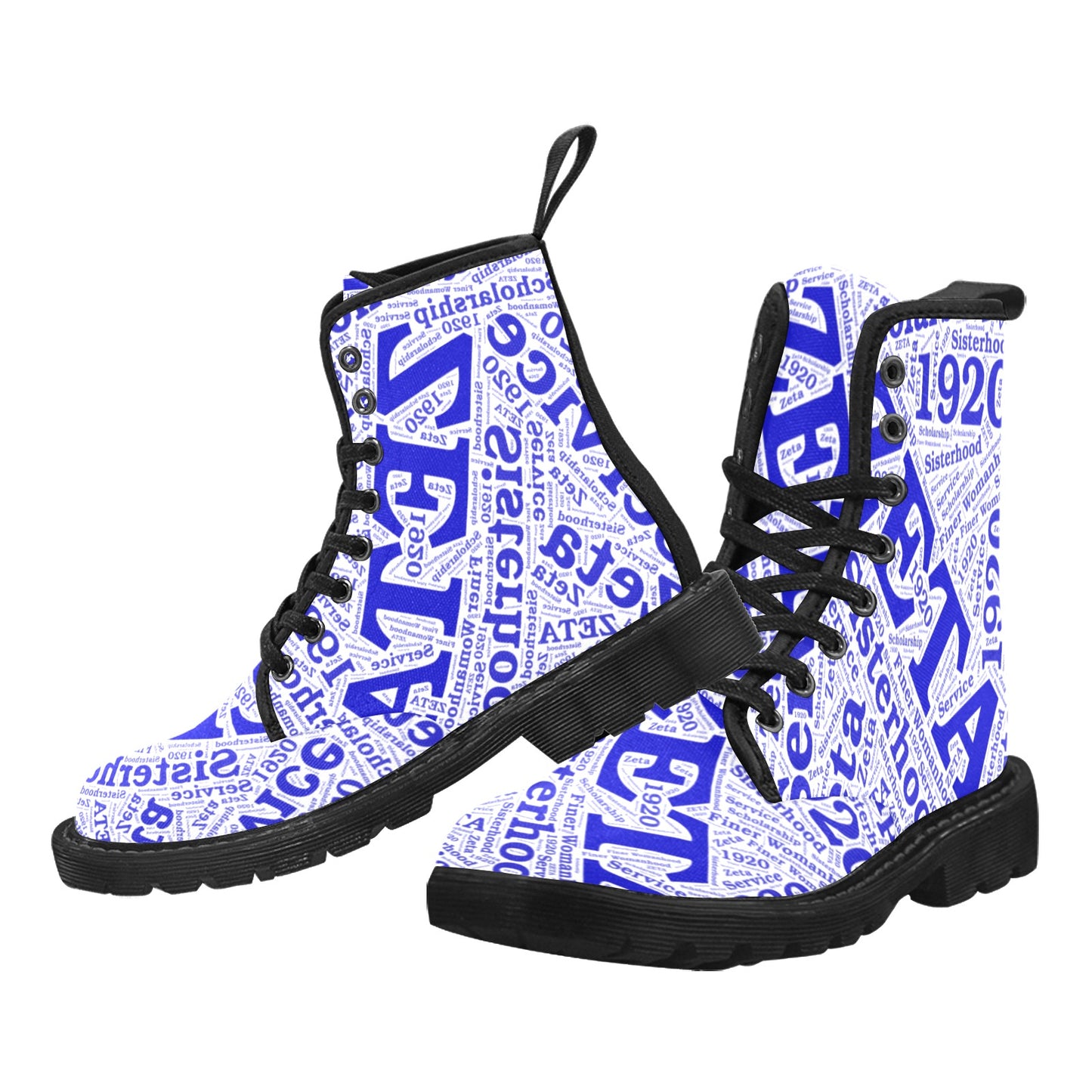 Zeta Phi Beta Boots Martin Boots for Women (Black) (Model 1203H)