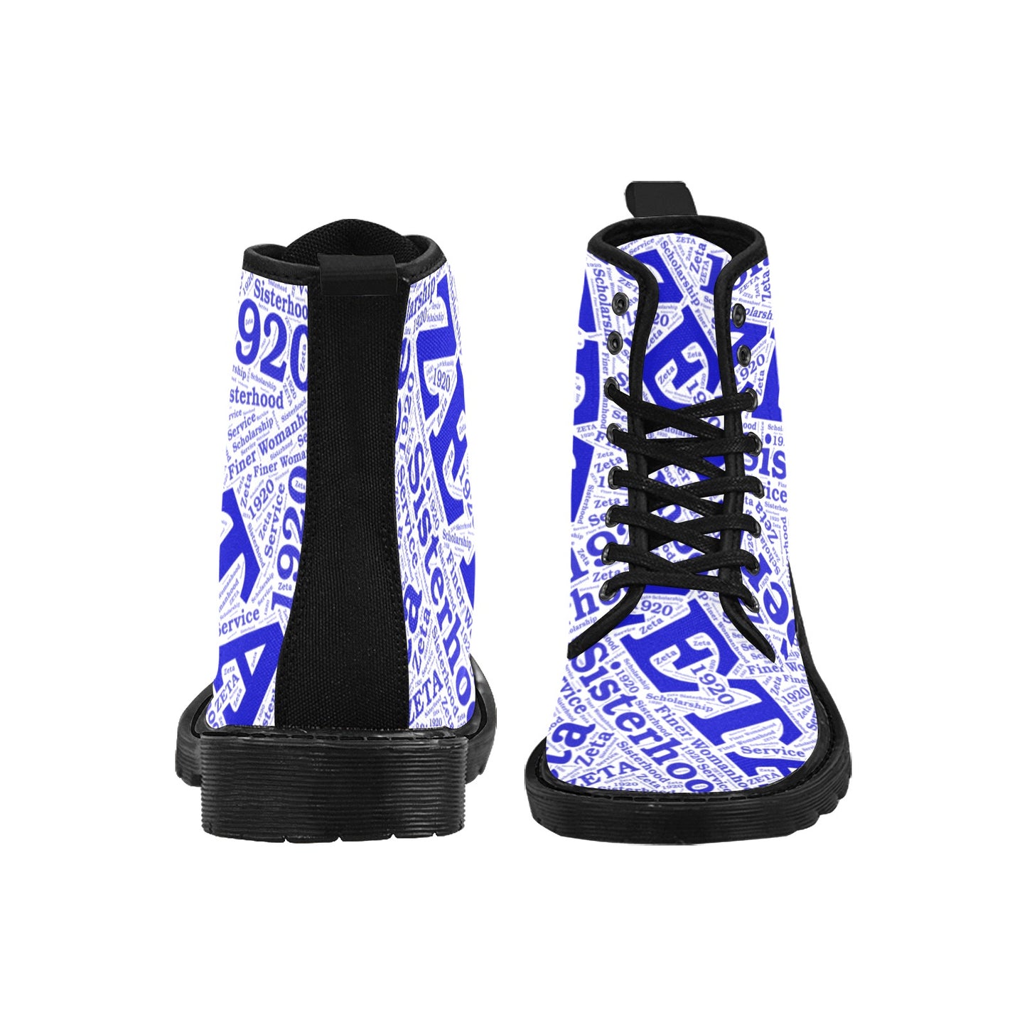 Zeta Phi Beta Boots Martin Boots for Women (Black) (Model 1203H)