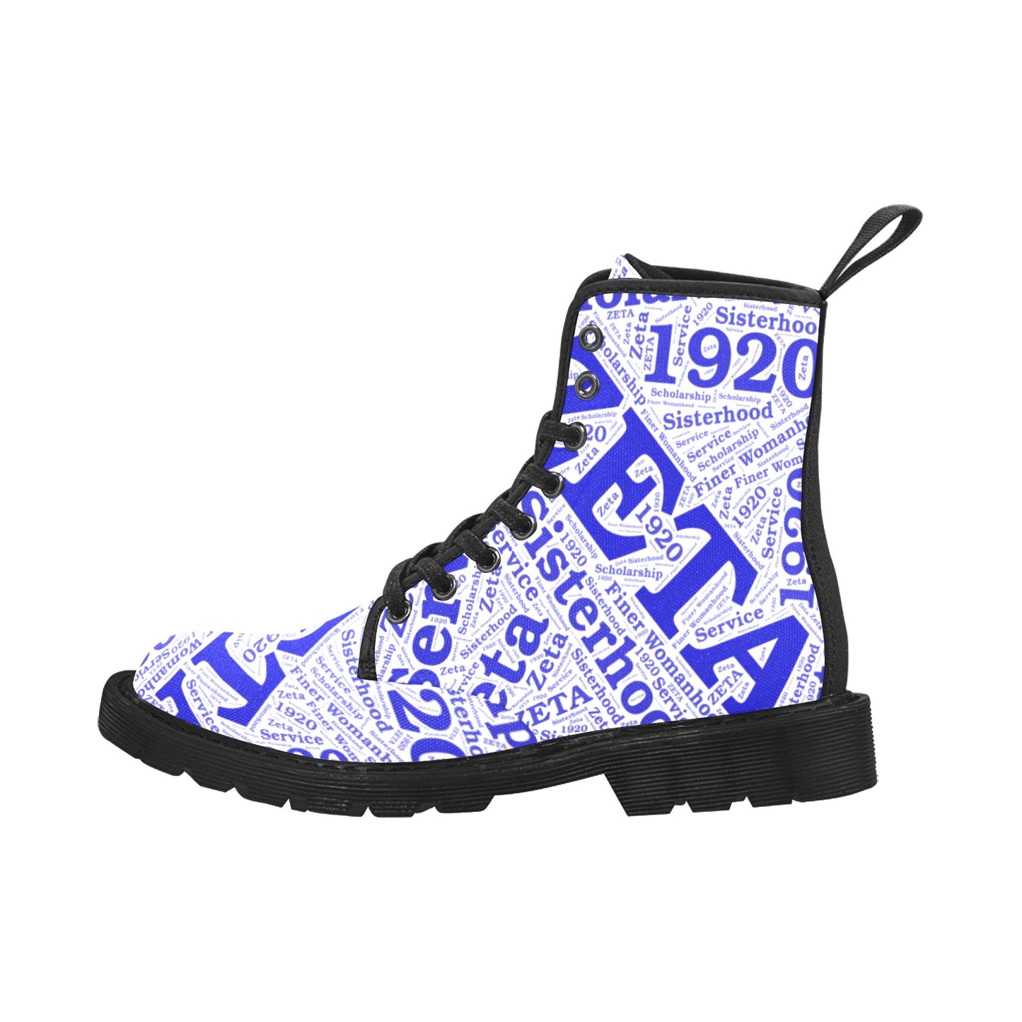 Zeta Phi Beta Boots Martin Boots for Women (Black) (Model 1203H)
