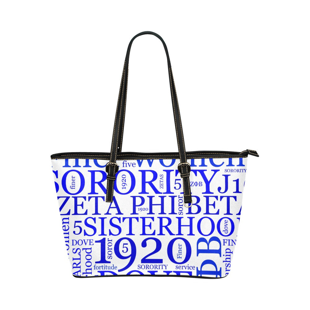 Zeta Word Tote Leather Tote Bag/Large (Model 1651)