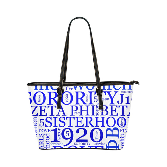 Zeta Word Tote Leather Tote Bag/Large (Model 1651)