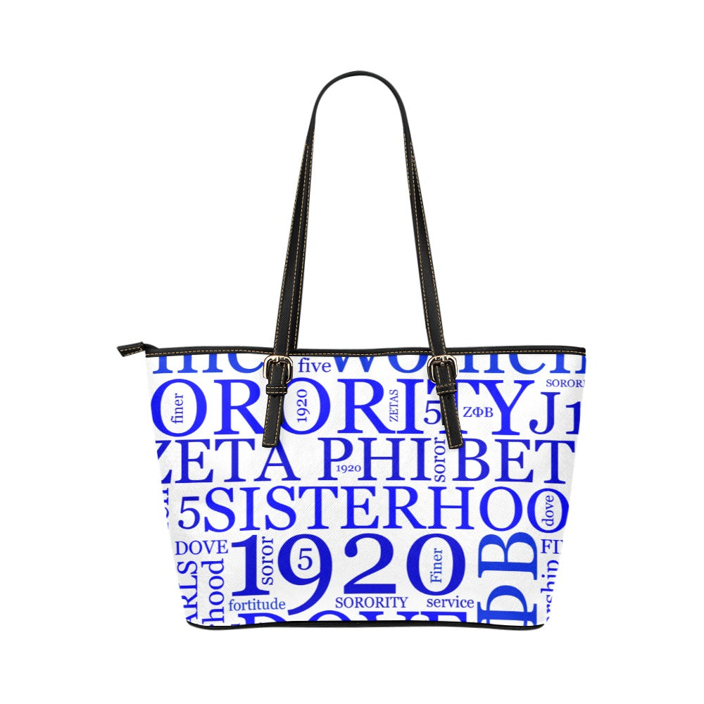 Zeta Word Tote Leather Tote Bag/Large (Model 1651)