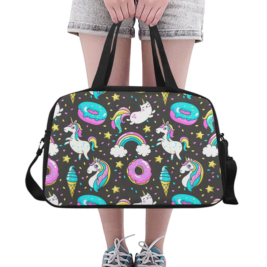 Seamless Pattern with Unicorns Donuts Rainbow Fitness Handbag (Model 1671)