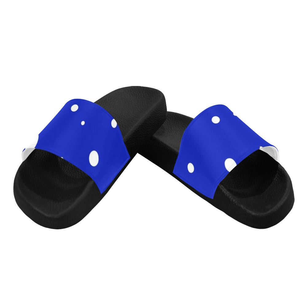 Royal Blue and White slides Women's Slide Sandals (Model 057)